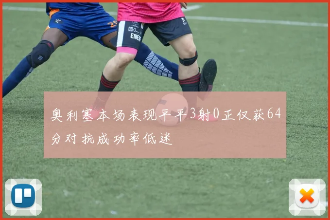 奥利塞本场表现平平3射0正仅获64分对抗成功率低迷